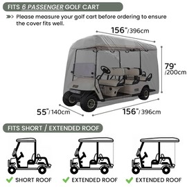 Joymo Golf Cart Cover 6/8 Passenger, Waterproof Golf Cart Rain Covers, Heavy-Duty All Weather Protection Cover for EZ GO Evolution Golf Carts(156" L x 55" W x 79" H