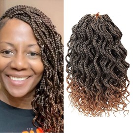 14 Inch Brown Short Curly Crochet Hair for Black Women Locs Crochet Hair Box Braids Crochet Hair Curly Crochet Box Braids Hair Extensions