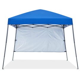 ABCCANOPY Outdoor Pop Up Canopy10x10 Beach Camping Canopy with 1 Sun Wall, Bonus Backpack Bag, Stakes and Ropes, Royal Blue