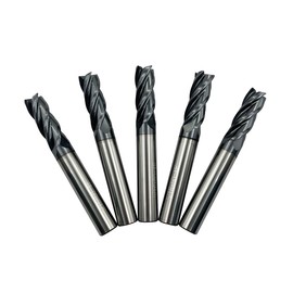 5PCS 5/16" Carbide Square End Mill Bits Set, Milling Bits Cutter 5/16 Carbide End Mills for Alloy Steels/Hardened Steels, HRC 45 Deg Single End 4 Flute AlTiN Coating