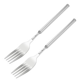 2PCS Extendable Fork Telescopic, 64cm Long Fork Stainless Steel 8.7 to 25.4in for Blending Extendable Dinner Fruit Dessert for BBQ, Dinner, Dessert, Sausages, Hot Dogs, Vegetables
