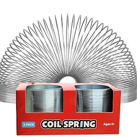 Silver Metal Coil Spring, Goody Bag Fillers, Party Favor for Kids, Variety of 2.4" (60mm) Individually Boxed (2-Pack)