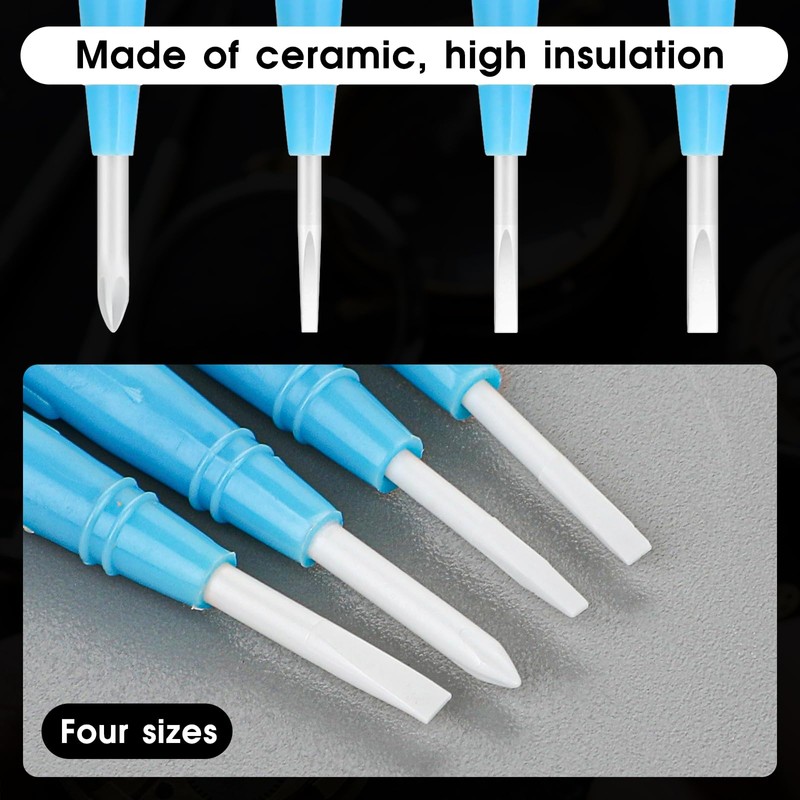 4Pcs Ceramic Screwdriver Adjusting Screwdriver Slotted Screwdriver Set Plastic Ceramic