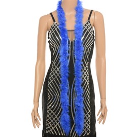 Handy Lidy 14g 2Yards Fluffy Marabou Feather Boa Women DIY Craft Home Decor Fur String Scarf Fur Strips Trim-Royal Blue