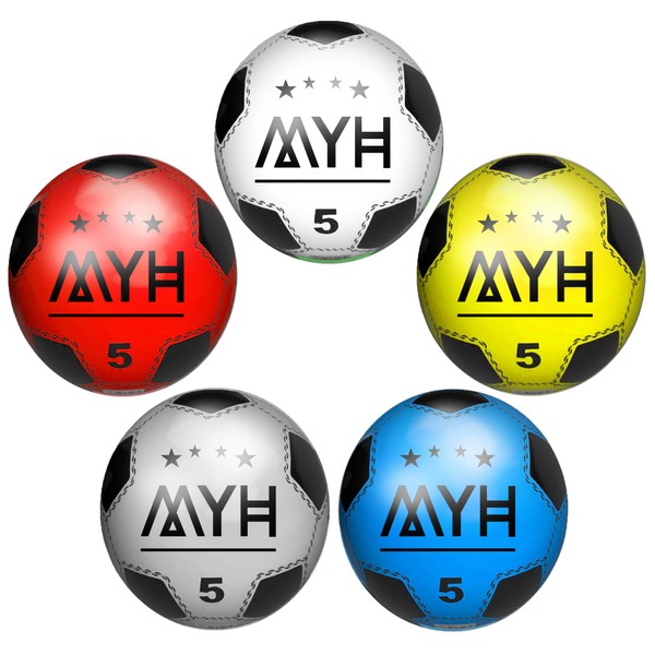 MYH (Pack of 5) PVC Plastic Football 8.5 Inch for Kids Inflatable, Toy Ball, Beach Ball Soccer - Soft Footballs for Indoor, Outdoor & Beach - Lightweight & Bouncy