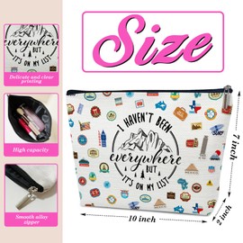 ELSGFHSU Gifts for Travelers Women Makeup Bag, Best Gifts for People Who Travel, I Haven't Been Everywhere But It's on My List, Traveler Cosmetic Bag for Purse, Travel Essentials