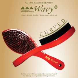 Beauty Town 50/50 Boar & Nylon Medium Bristle Texture Wave Brush – Curved Hairbrush for Styling & Waves -Suitable for Men Women Teens and ALL HAIR TEXTURES (9.25"x2.75" inches) (Blood Orange)