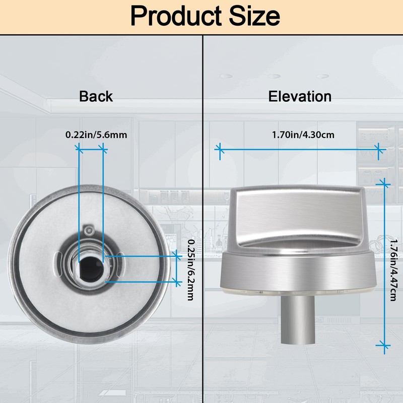 TURNEGOO Upgrade WB03X29354 Stove Knobs Replacements, Reinforced Stainless Steel Protection