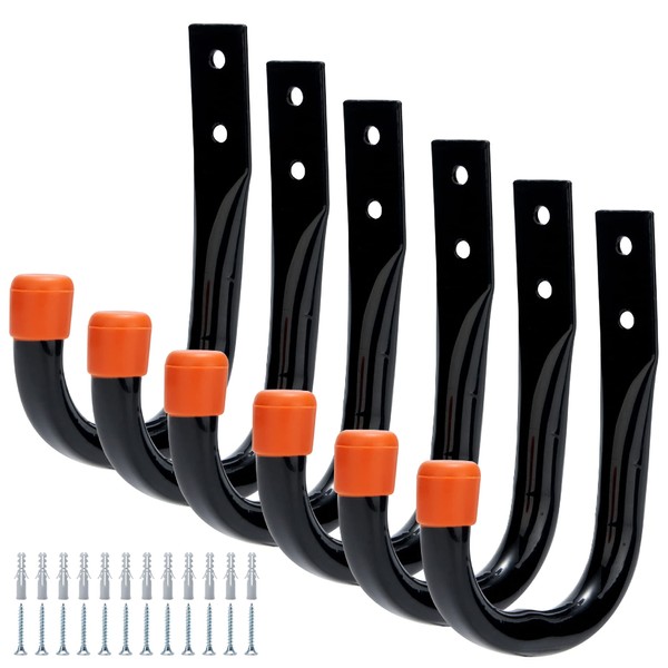 MHHO-WG 6 Pack Heavy Duty Steel Garage Storage Utility Hooks
