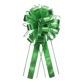 uxcell 10pcs 11 Inch Extra Large Pull Bow Metallic Gift Wrapping Bows Ribbon Organza Green for Wedding Baskets Presents Christmas Party