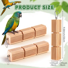CroBlissful 3 Pcs Parrot Chew Toys Large Hanging Bird Toys for Parrot 9 Inch Natural Wooden Bird Foraging Toy Beak Grinding Blocks for Parakeet, Cockatiel, Conure, Lovebird, Macaws, African Grey