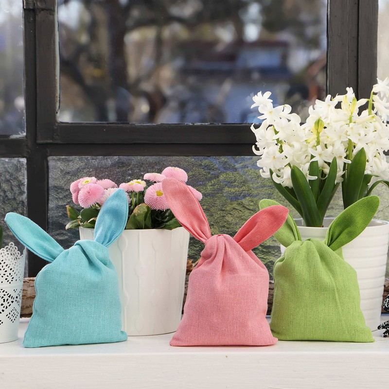 Jute and Velvet Bag with Ears, Alternative Easter Nest in
