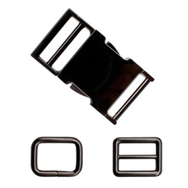 TIANLIN Side Release Buckle, 53 x 30 mm Black Metal Buckle, Adjustable Quick Release Clip with 2 Adjusters, Clip Buckle Can Be Used for Backpack, Paracord