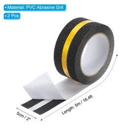PATIKIL 2 Inch x 16.4 Ft Anti Slip Traction Tape with Reflective Strip, 2pcs Non-Slip Grip Tape Non Skid Tread Safety Tape for Stairs Steps Deck, Black