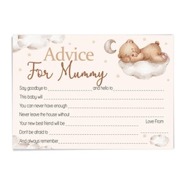 Pink Bee Parties Advice Cards in Teddy Bear Theme, Delightful Baby Shower Keepsake Game - 40 Players