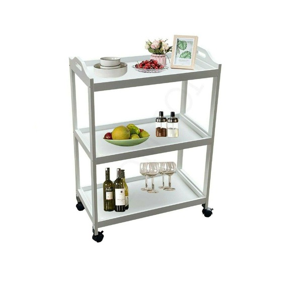 HOMION 3 Tier Kitchen Serving Trolley Utility Cart Tea Coffee Meal Drinks Serving Trolley Home and Restaurant Use MDF sheet