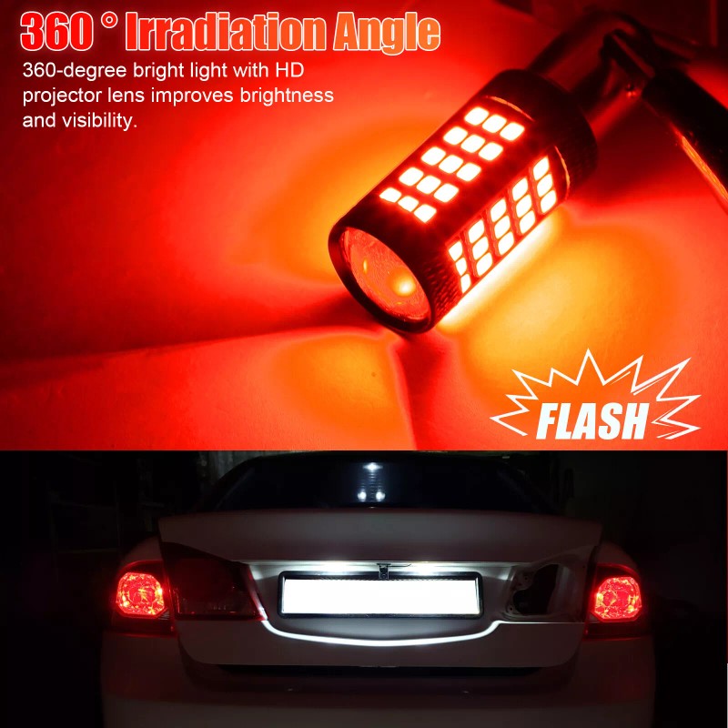 Wowpartspro 2x 1157 66 LED Strobe Flash Safety Brake Stop