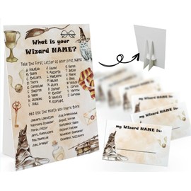What's Your Wizard Name Game (1 Wizard Sign and 30 Name Tag Stickers), Wizard Game Party Decoration, Birthday Game for Kids, Family Game-29