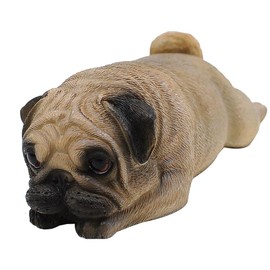 Comfy Hour Doggyland Collection, Miniature Dog Collectibles 5” Gazing Softly Ahead Lying Pug Figurine, Realistic Lifelike Animal Statue Home Decoration, Fawn Brown