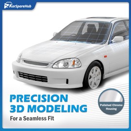 KarSpareHub Headlights Assembly for 1999-2000 Honda Civic 2/3/4 Door Headlamp Replacement Halogen Type Driver & Passenger Side with Bulbs