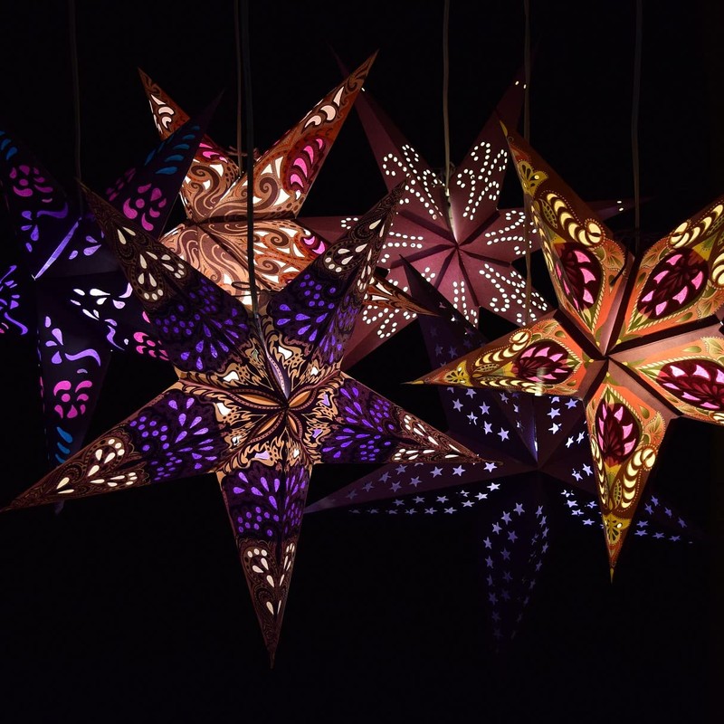 Farolillos de papel morado con estrellas, Moderno, Lavender Obsession Paper