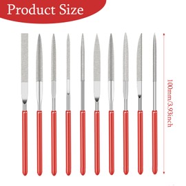 10 Pcs Diamond Needle File Set,Mini Modelling Diamond Files,Mini Needle Jewelry File Set,Diamond Precision Needle File Metal Set,Mini Diamond Needle File Set for Jewelers Wood Carving Craft(2 x 100mm)