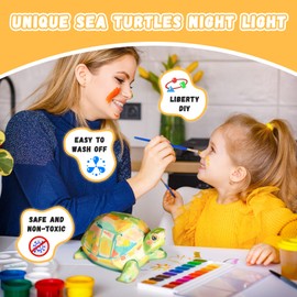 Loungelore Paint Your Own Turtle Lamp Kit, Art Supplies Arts & Crafts Kit for Kids Ages 8-12, DIY 3D Turtle Night-Light, Creativity Painting Kit Toy for Girl Boy Teen, Birthday Gift for Daughter Son