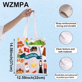 WZMPA Switzerland Journey Tote Bag Switzerland Souvenir Gift Matterhorn Switzerland Reusable Grocery Handbag, Switzerland Tg