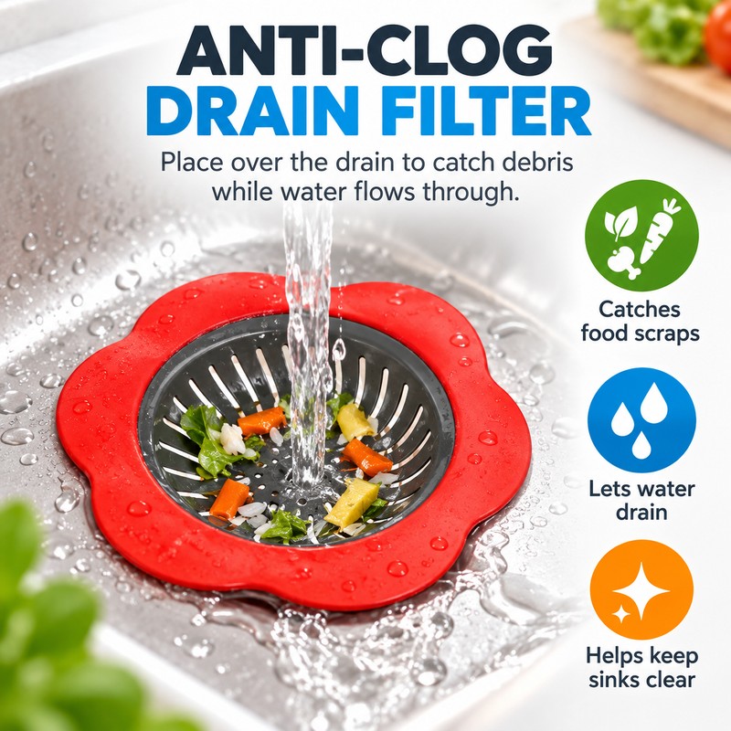 2-Pack Silicone Sink Strainers for Kitchen Drains – 4.5-Inch Anti-Clog