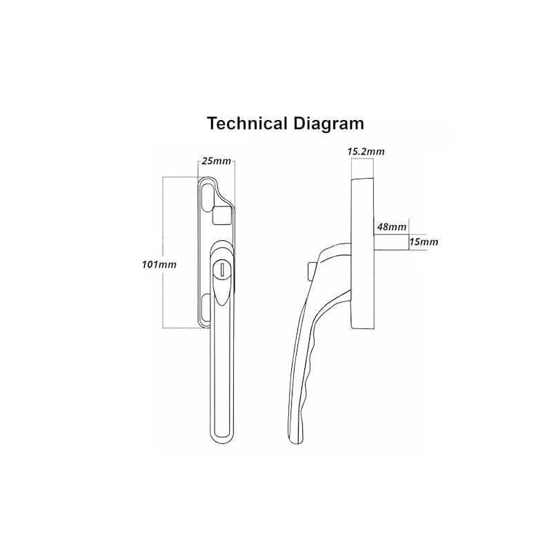 White Cadenza Odessy Blade Aluminium Window Handle Tongue Spade Driven