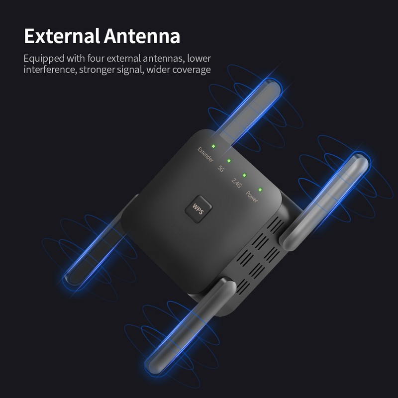 1200Mbps Dual Frequency 2.4G/5G Wireless Repeater WiFi Signal Amplifier WiFi