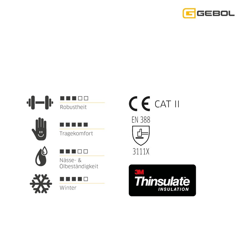 Gebol Master Thermo Work Gloves with Moisture Protection Membrane and