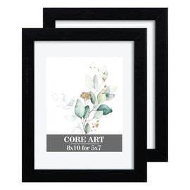 CORE ART 8x10 Black Picture Frame Set of 2,Display Pictures 5x7 with Mat or 8 x 10 without Mat,Multi Photo Frames Collage for Wall or Tabletop Display