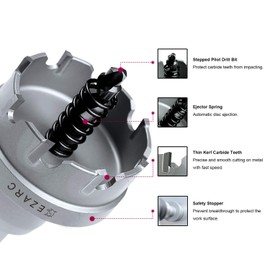 EZARC Carbide Hole Saw Heavy Duty, Hole Cutter for Stainless Steel, Sheet Metal 1-7/16" 37mm