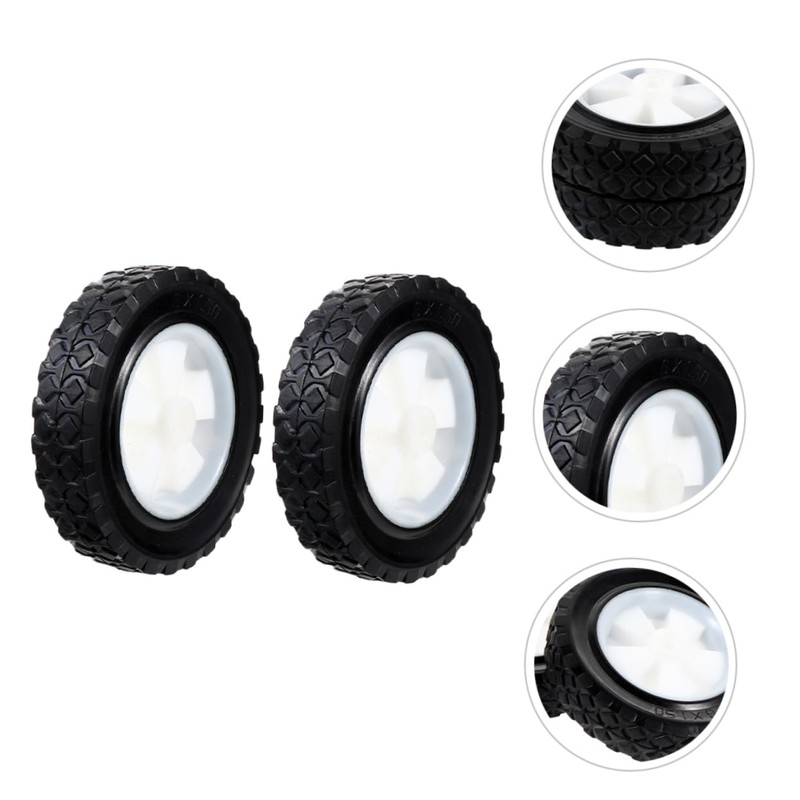 Outanaya 2pcs Solid Mute Rubber Lawn Mower Wheels Heavy-duty Casters