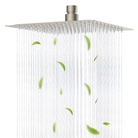 Hibbent All Metal 8 Inch Shower Head, High Pressure Stainless Steel Rain Showerheads, Bathroom Rainfall Showerhead with Ultra-thin Design, Adjustable Brass Ball Joint, Silicone Nozzles, Brushed Nickel