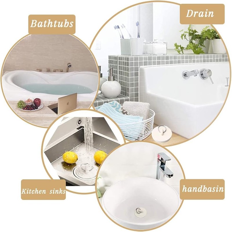 8 Pieces Rubber Tub Stopper Set, Bath Plug, Drain Stopper