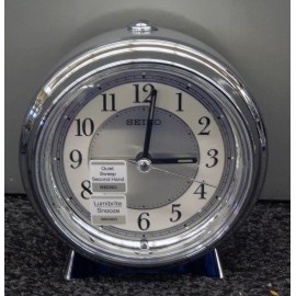 SEIKO - ALARM CLOCK SILVER TONE CASE WITH BEEP ALARM AND QUIET SWEEP QHE132SLH
