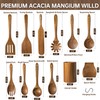 18 PCS Acacia Wooden Spoons for Cooking - Heat-Resistant, Comfort
