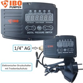 PAG Turbo GmbH® - Pressure Switch Control for Domestic Waterworks Garden Pump Mechanical or Electronic with Dry Run Protection (Digital with Dry Run Protection)