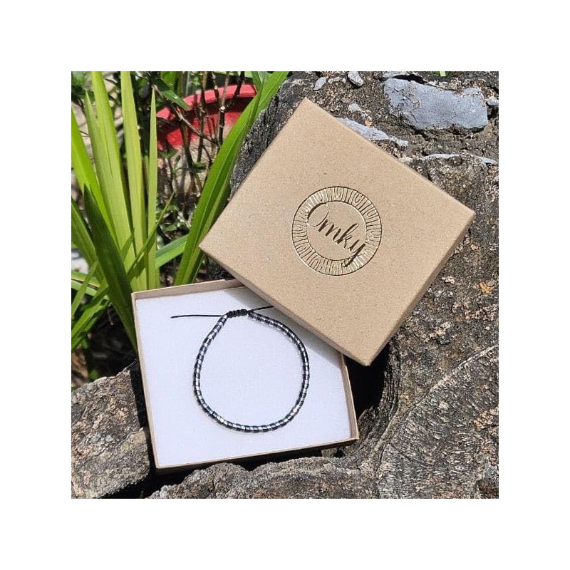 Pulsera Ajustable de Hombre | Piedra Hematita 4mm (Plateada)