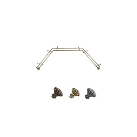 Maykoosh Rustic Recluse Curtain Rods & Hardware, Featuring 38-72" Center Rod, 20-36" Side Rods, 13/16" Diameter, and Adjustable Telescoping Design, Antique Brass, 2-1/4" W x 2-3/8" H x 2-3/8" D