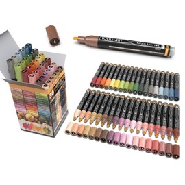 36 Acrylic Paint Pens Skin and Natural Earth Tone Marker Set For Rock Painting, Canvas, Mugs, Glass, Plastic, Wood, Metal, Fabric, Scrapbooking, Most Surfaces. Quick Drying Waterbased (MEDIUM)