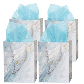 4 Pieces Gift Bag with 4 Sheets of Wrapping Paper, Birthday Gift Bag, Inspirational Gift Bag, Paper Gift Bag, Square Gift Bag for Gift Storage