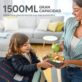 Fiambreras con 3 Compartimentos y Cubiertos de1500ml, con Cuchara y Tenedor, Portátil Sellada Crisper Caja de Almuerzo, sin BPA, para microondas y... 