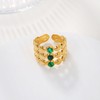 Dikixe Luxury Yellow GoldPlated Three-layer Inlaid Malachite Stone Rings for