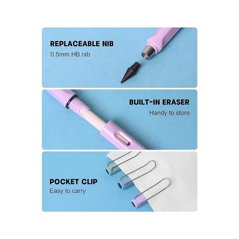 ANGYCOT 12 Lápices De Colores Infinitos Mixtos Con Goma Borrables