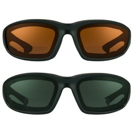 Bikershades Motorcycle SAFETY Bifocal Sunglass Reader Z87 Foam Padded +2.00 Blue Light Blocker HD & Smoke