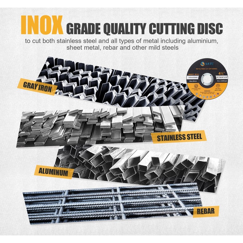 SATC 115mm Cutting Discs 10-Peice Durable Angle Grinder Discs Ultra