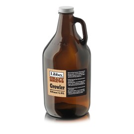 Libbey Amber 64 Oz. Growler with White Metal Lid